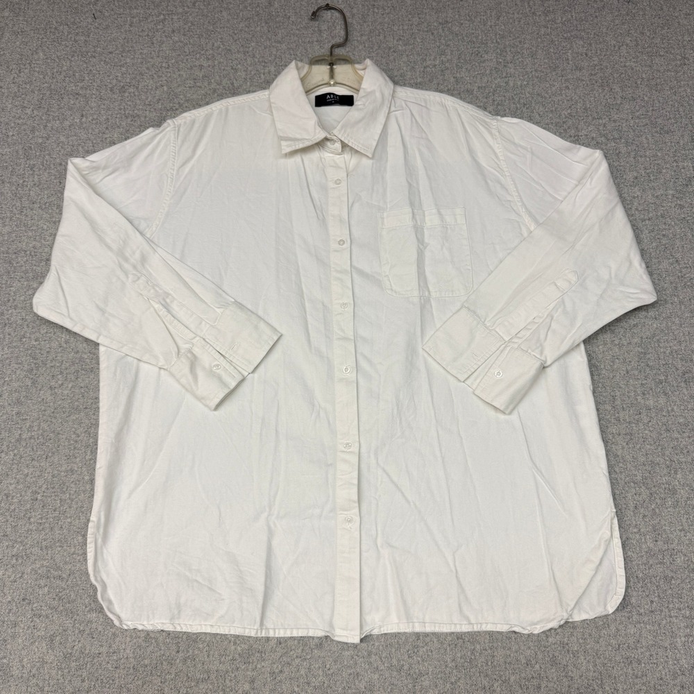 ABLE | Button Down Shirt | Size M | White | 100% Cotton Long Sleeve Chest Pocket